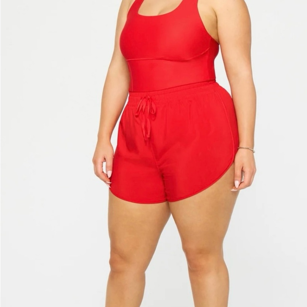 Fabletics Vibrant Red Activewear Sport Short Onesie Shortsie XXL